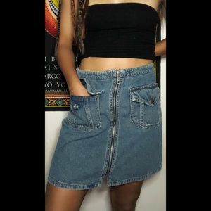🍭Zip Up Denim Pocket Mini Skirt